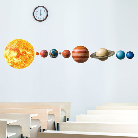 Солнечная система планеты 3D Настенный стикер для фон для стен детской комнаты украшение для дома обои питомник Настенная Наклейка s ► Фото 1/4