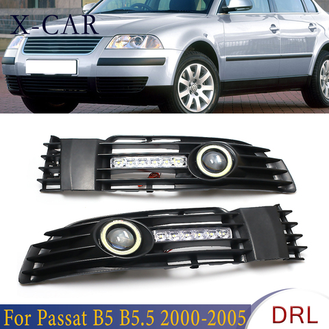 X-CAR 1 пара Ангел глаз дневного светильник автомобильные передние противотуманные фары светильник s решетка с светодиодный светильник лампы для Passat B5 B5.5 2000-2005 ► Фото 1/6