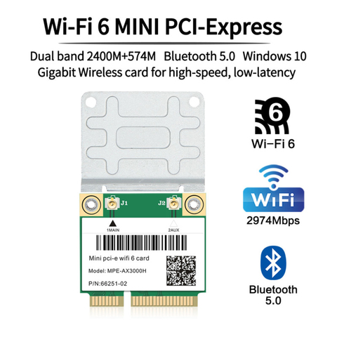 3000 Мбит/с Wi-Fi 6 Mini PCI-E карта беспроводной адаптер двухдиапазонный 2,4 ГГц/5 ГГц Bluetooth 5,0 ноутбук Wlan Wi-Fi карта 802.11ax/ac MU-MIMO ► Фото 1/6