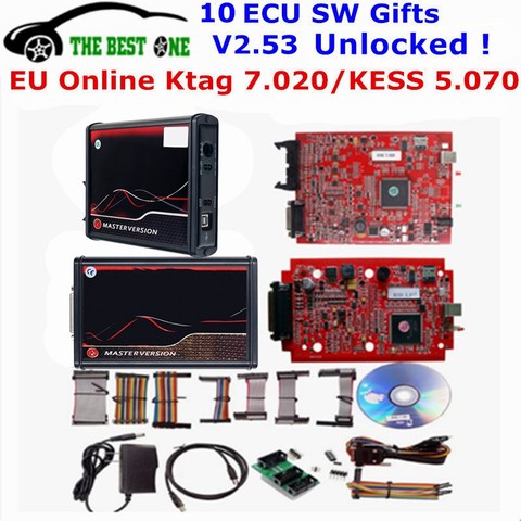 Онлайн V2.53 EU Red KESS V5.017 без маркера, KTAG V7.020 V2.25 2,23 K-tag 4 светодиодный Kess V2 5,017 OBD2 комплект для тюнинга ECU Программатор ► Фото 1/6