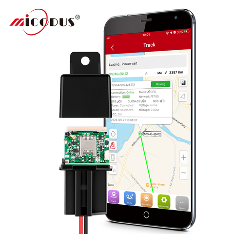 GPS трекер автомобиля GPS реле Micodus MV740 MV720! Автосигнализация с GPS локатор 9-90V шок оповещения Отключение подачи топлива ACC детекторов бесплатное приложение PK CJ720 ► Фото 1/6