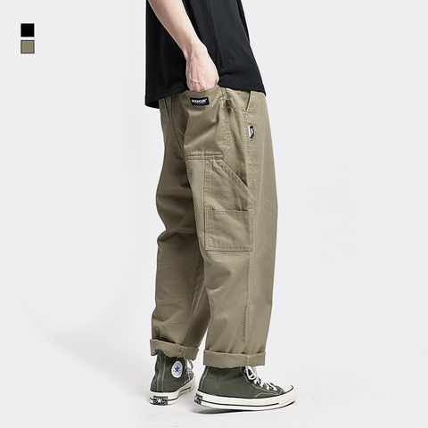 Safari Style! Multi-pocket Cargo Trousers Men Loose Straight Casual Baggy Pants Mens Work Canvas Pants ► Фото 1/6