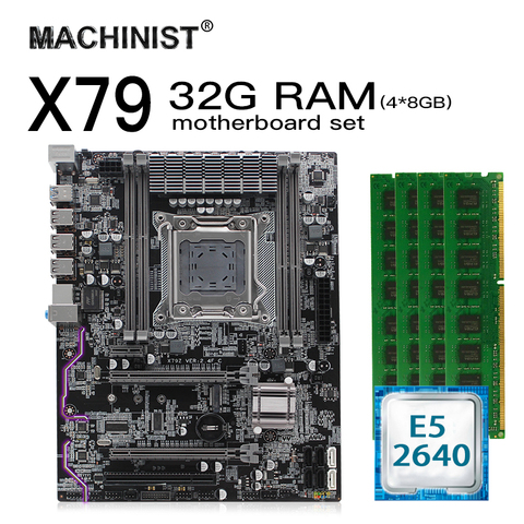 Комплект материнской платы X79 LGA 2011 atx с процессором Intel Xeon E5 2640 32 Гб (4*8 ГБ) DDR3 REG ECC RAM M.2 NVME SSD X79Z 2.4F ► Фото 1/6