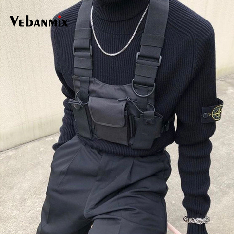 Модная нейлоновая нагрудная сумка, черный жилет в стиле хип-хоп, уличная одежда, функциональная тактическая нагрудная сумка Kanye West Wist, нагру... ► Фото 1/6