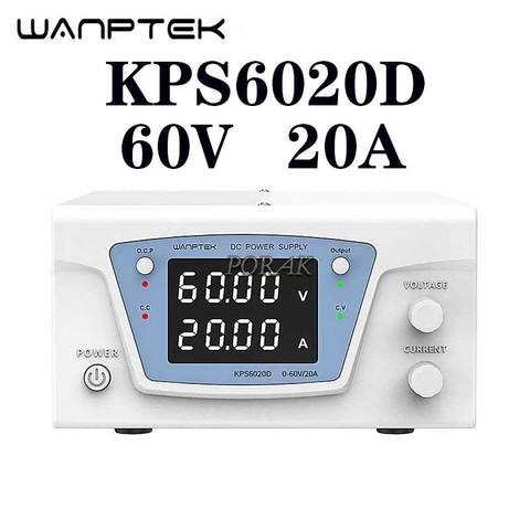 Высокоточный Регулируемый двойной светодиодный дисплей wanptek KPS6020D, импульсный источник питания постоянного тока 220 В, ЕС, 60 в/20 А ► Фото 1/1