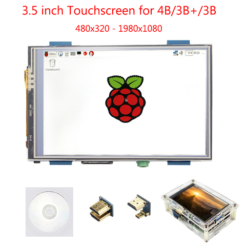 Raspberry Pi 4 Модель B 3,5 дюйма сенсорный экран 480x320 до 1920x1080 HDMI ЖК-дисплей + акриловый чехол для Raspberry Pi 4B/3B +/3B ► Фото 1/6