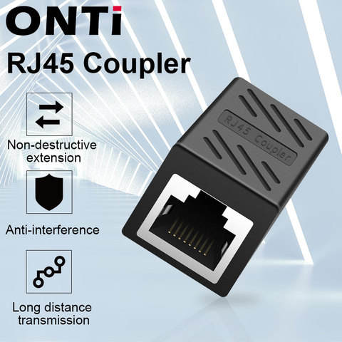 ONTi RJ45 разъем Cat7/6/5e Ethernet адаптер 8P8C сетевой кабельный удлинитель для Ethernet-кабеля «Мама-гнездо» ► Фото 1/5