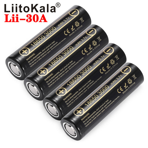 Аккумуляторная батарея LiitoKala Lii-30A 18650, 18650, 3000 мАч, высокий разряд, большой ток 30 А ► Фото 1/6