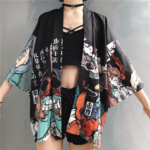 Женское кимоно, кардиган, японская одежда, рубашка, хаори Оби юката, Пляжное летнее кимоно для женщин, косплей-рубашка 11312 ► Фото 1/6