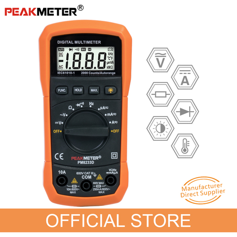 Цифровой мультиметр Peakmeter PM8233 series(D & E), карманный, с ЖК-дисплеем, Автоматический диапазон 2000 отсчетов ► Фото 1/6