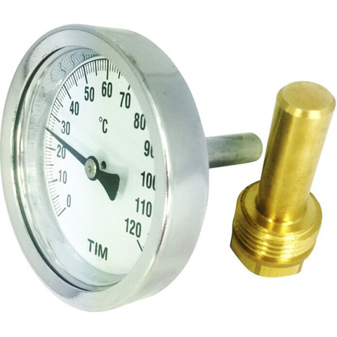 Термометр биметаллический с погружной гильзой Tim y-63a-50-120 ► Фото 1/3