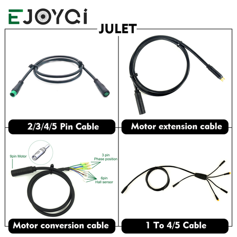 Удлинитель для электровелосипеда JULET, водонепроницаемый кабель для электровелосипеда с дисплеем, 1T4 1T5 2 3 4 5 Pin ► Фото 1/6
