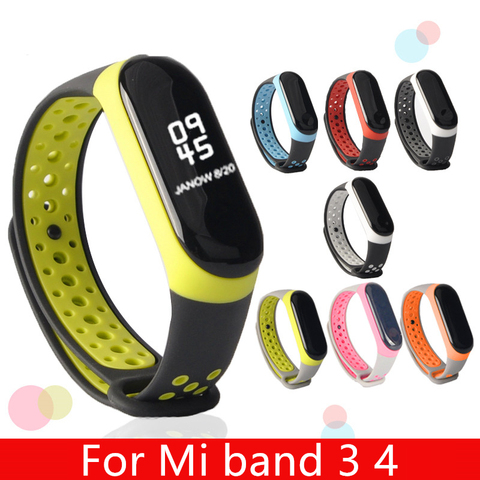 Ремешок силиконовый для Mi Band 3 4, спортивный браслет для наручных часов, аксессуары для смарт-часов Xiaomi mi band 3 4 ► Фото 1/6