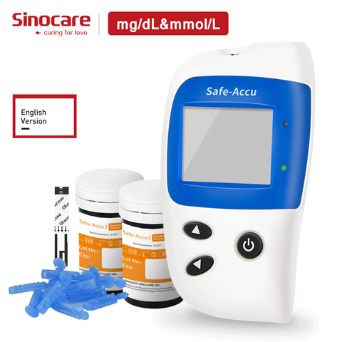 (Mg/dL VS mmol/L)Sinocare Safe Accu2 глюкометр для диабета GLM с 50 тестовыми полосками 50 ланцетов измеритель уровня глюкозы в крови тест на сахар в крови ► Фото 1/6