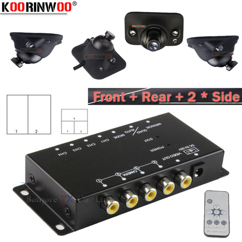 Koorinwoo 360 CCD IR Split 4 камера s видео водонепроницаемые датчики слепой фотобокс для левой и правой передней камеры заднего вида ► Фото 1/6