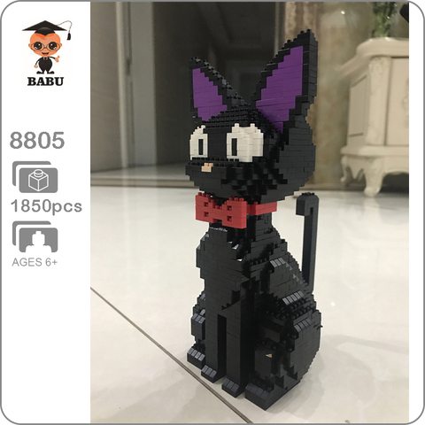 Babu 8806 мультяшный Джиджи Черный кот сидящий животное 3D модель 1780 шт DIY алмазные мини строительные блоки кирпичи игрушка для детей без коробки ► Фото 1/5