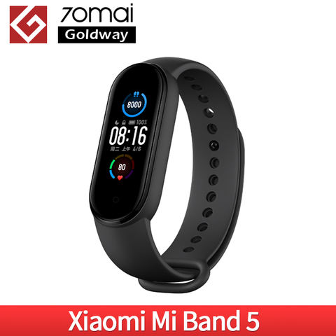 Новый умный Браслет Xiaomi Mi Band 5 смарт-Браслет фитнес-браслет 4 цветной сенсорный экран Смарт-браслет 5 монитор сердечного ритма 125 мАч Bluetooth 5,0 ► Фото 1/6