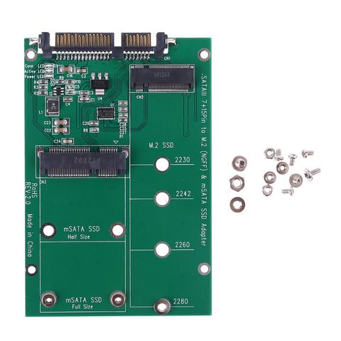 Переходник mSATA и M.2 (B-Key NGFF) 2 в 1 разных размеров SSD на SATA 3 III ► Фото 1/6