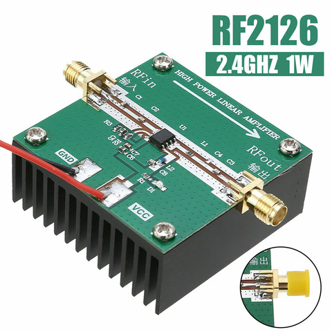 RF2126 400MHZ-2700MHZ широкополосная RF Мощность усилитель 2,4 ГГц 1 Вт светодиодные лампы для Bluetooth Ham радио усилитель с теплоотвод ► Фото 1/6