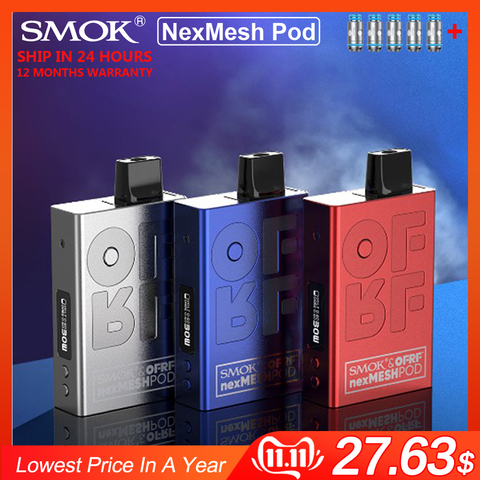 Оригинальный набор SMOK NexMesh Pod, электронная сигарета, вейп, аккумулятор 1200 мАч с картриджем Nex Mesh емкостью 2 мл, катушка VS RPM160 для Go PRO ► Фото 1/6