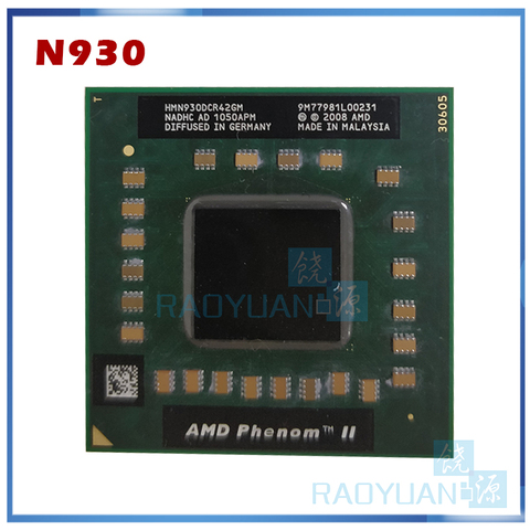 Процессор AMD Phenom N930 HMN930DCR42GM, четырехъядерный процессор, 2,0 ГГц/2 Мб, разъем S1(SIG4) PGA, процессор для компьютера ► Фото 1/1