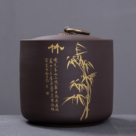 Керамическая коробка для хранения чая из Puer Tea Caddy, чайная банка 9,8*10,2 см, банка для конфет, контейнер для сушеных фруктов, коробка для хранения фиолетовой глины и специй ► Фото 1/6