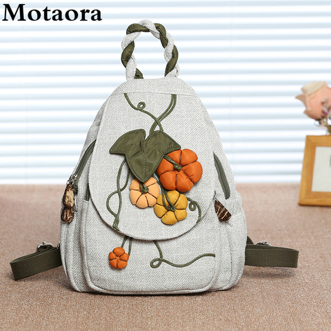 Рюкзак Motaora женский тканевый, винтажный Повседневный ранец ручной работы с растительным узором, сумка для путешествий, 2022 ► Фото 1/6