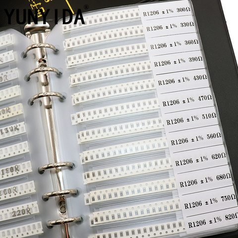 Новый 0402 0603 0805 1206 SMD образец резистора книга 1% Допуск 170valuesx25pcs = 4250 шт. Резистор Комплект 0R ~ 10 м ► Фото 1/5