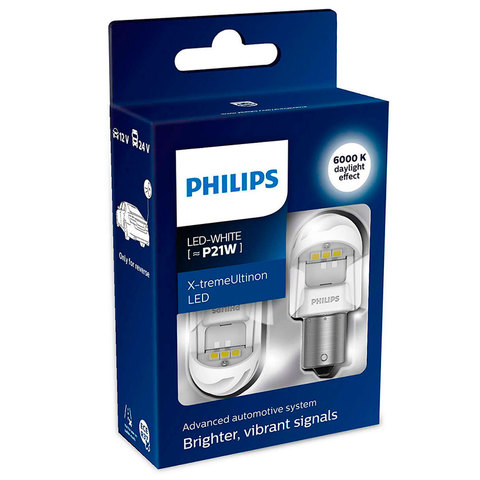 Светодиодные лампы Philips X-tremeUltinon gen 2 LED P21W (BA15s) белый (2 шт.) 11498XUWX2 ► Фото 1/2