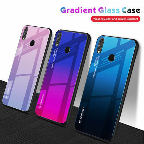 Градиентный чехол из закаленного стекла для Huawei Honor 10 20 10i 20 lite 9 lite 8X, задняя крышка для Huawei P20 P30 Lite P20 P30 pro, чехол ► Фото 1/6