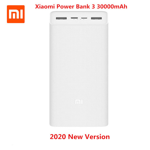 Внешний аккумулятор Xiaomi Power Bank 3, 30000 мАч, быстрая зарядка, версия для телефона, 18 Вт, максимальная выходная мощность 24 Вт, Максимальная входная мощность 3,7 Вт-ч, в, 5 В, 3 А, 9 в, а, умная Быстрая зарядка ► Фото 1/6