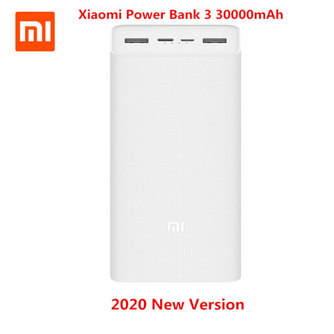 Внешний аккумулятор Xiaomi Power Bank 3, 30000 мАч, быстрая зарядка, версия для телефона, 18 Вт, максимальная выходная мощность 24 Вт, Максимальная входная мощность 3,7 Вт-ч, в, 5 В, 3 А, 9 в, а, умная Быстрая зарядка ► Фото 1/6