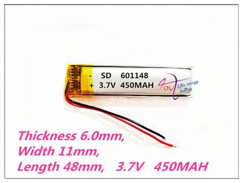 Высокое качество 601148 3,7 в 450 мАч с защитной платой, 601248 используется для bluetooth MP3,MP4,MP5 GPS DVD литиевая батарея 601250 ► Фото 1/1