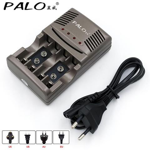 Быстрое зарядное устройство PALO AA AAA, умное зарядное устройство со светодиодный ным дисплеем для аккумуляторов 1,2 в AA AAA или 9 в NiCd NiMh ► Фото 1/6