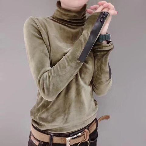 Женская рубашка с длинным рукавом, теплая бархатная рубашка с высоким воротником, на осень и зиму, UT141 ► Фото 1/4
