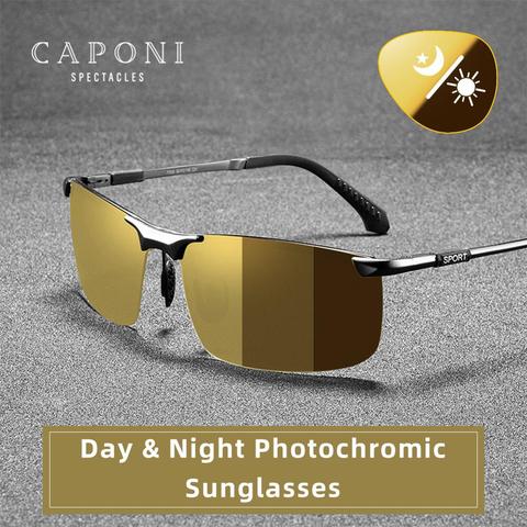 Мужские солнцезащитные очки CAPONI, поляризационные фотохромные очки для вождения, цвет желтый, BSYS3066 ► Фото 1/6