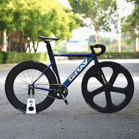 Серый фиксированный велосипед 48 см 52 см 55 см рама из алюминиевого сплава углеродная вилка Односкоростной велосипед с 700C 3/5 spoke углеродное колесо V тормоз ► Фото 1/5