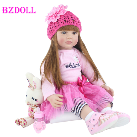 Силиконовая кукла-младенец, 60 см, Реалистичная виниловая кукла-Малыш принцессы, детская игрушка, подарок для девочек, детская кукла ► Фото 1/6