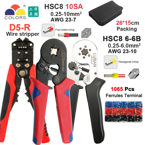 Многофункциональные инструменты HSC8 10SA 6-6 0,25-6 мм 23-10AWG шестигранные 0,25-6 мм 23-7 Четырехсторонние трубчатые Клещи для обжима клемм ► Фото 1/6