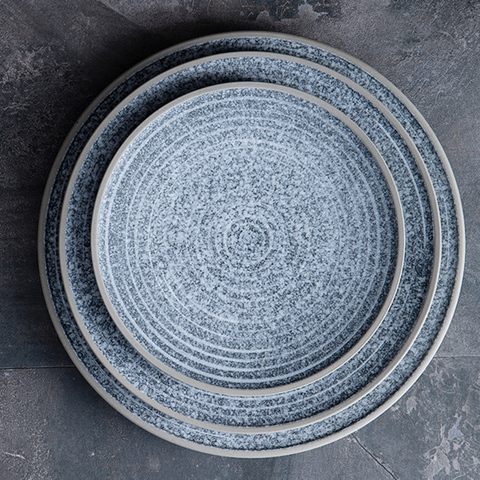 Одиночные керамические тарелки KINGLANG оригинальный дизайн выглядит как каменная большая обеденная тарелка Sallow Салатница ► Фото 1/6