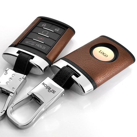 Верхний слой кожаный + ABS чехол для ключей чехол для автомобильного ключа чехол для ключей для Cadillac CTS XTS ATS XLS SRX аксессуары для ключей ► Фото 1/6