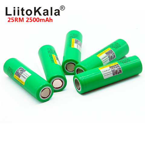 Литиевые аккумуляторы Liitokala 18650 2500 мАч INR1865025R 20A, разряжаемая батарея высокой мощности ► Фото 1/6