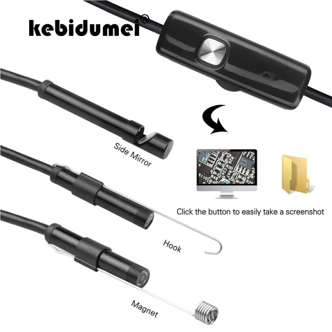 Kebidumei мини Камера USB-адаптер длиной 1 м/7 мм объектив жесткий контроль на змеевидной трубке Водонепроницаемый эндоскоп с 6 светодиодный бороскоп для Android новейший ► Фото 1/1