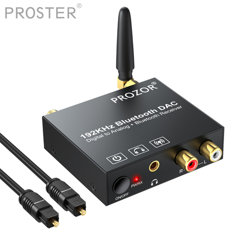 Цифровой аналоговый аудио преобразователь PROZOR Bluetooth DAC преобразователь коаксиальный Toslink в аналоговый стерео L/R RCA 3,5 мм аудио адаптер ► Фото 1/6