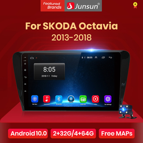 Junsun V1 2G + 32G Android 10,0 4G автомобильное радио Мультимедиа Видео Аудио плеер навигация GPS для SKODA Octavia 2013-2022 A7 2 din ► Фото 1/6