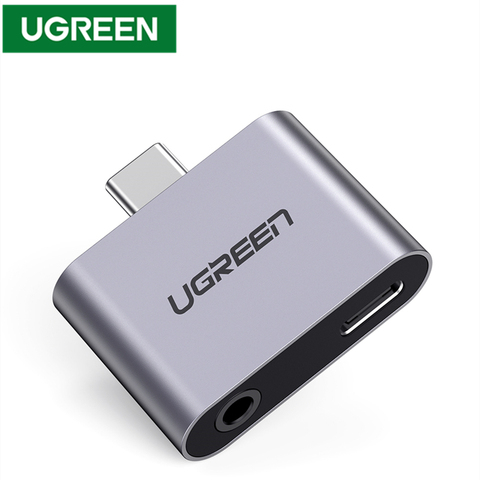 Адаптер для наушников UGREEN 2 в 1 с USB C зарядкой и аудиоразъемом типа C на 3,5 мм aux для oneplus 7T pro Huawei P30 aux конвертер ► Фото 1/6