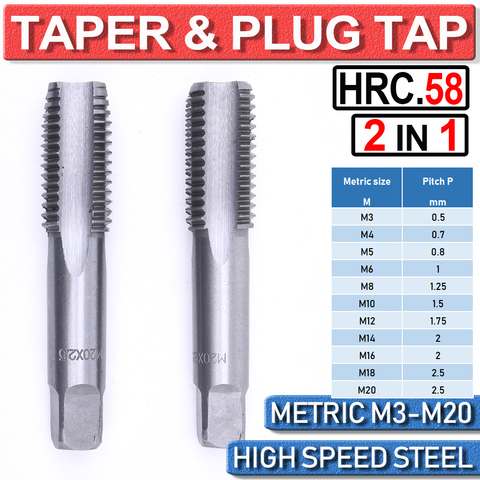 Набор метрических резаков с правой резьбой, метчики 2 в 1 из стали HSS M3 M4 M5 M6 M8 M10 M12 M14 M16 M18 M20 для металла, дерева, пластика D30 ► Фото 1/6