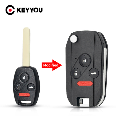 KEYYOU 2/3/4 кнопки для Honda Accord Civic 2006, 2007, 2008, 2009, 2010, 2011, CRV 2022, модифицированный запасной чехол-брелок для ключей ► Фото 1/6