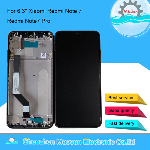 Оригинальный ЖК-дисплей M & Sen, рамка 6,3 дюйма для Xiaomi Redmi Note 7 Redmi Note7 Pro, ЖК-дисплей + дигитайзер сенсорного экрана с рамкой ► Фото 1/6