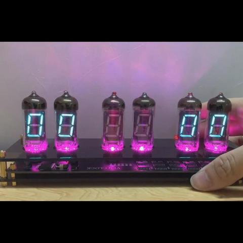 Часы IV11 VFD, флуоресцентные часы Nixie Tube, 6 цветов, дисплей светильник кой, отображением времени, даты, температуры ► Фото 1/6